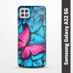 Pružný obal na Samsung Galaxy A22 5G s motivem Modří motýli