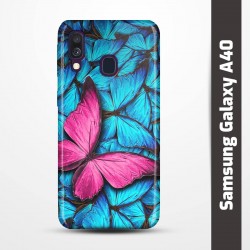 Pružný obal na Samsung Galaxy A40 s motivem Modří motýli