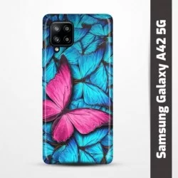 Pružný obal na Samsung Galaxy A42 5G s motivem Modří motýli