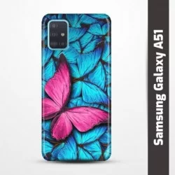 Pružný obal na Samsung Galaxy A51 s motivem Modří motýli