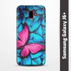 Pružný obal na Samsung Galaxy J6+ s motivem Modří motýli