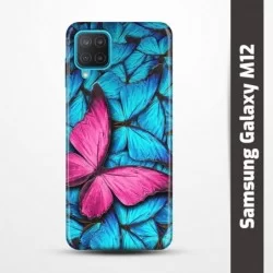 Pružný obal na Samsung Galaxy M12 s motivem Modří motýli