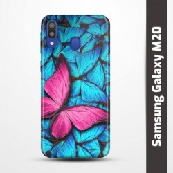 Pružný obal na Samsung Galaxy M20 s motivem Modří motýli