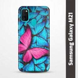 Pružný obal na Samsung Galaxy M21 s motivem Modří motýli