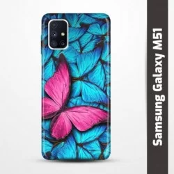 Pružný obal na Samsung Galaxy M51 s motivem Modří motýli