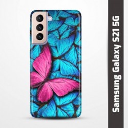 Pružný obal na Samsung Galaxy S21 5G s motivem Modří motýli