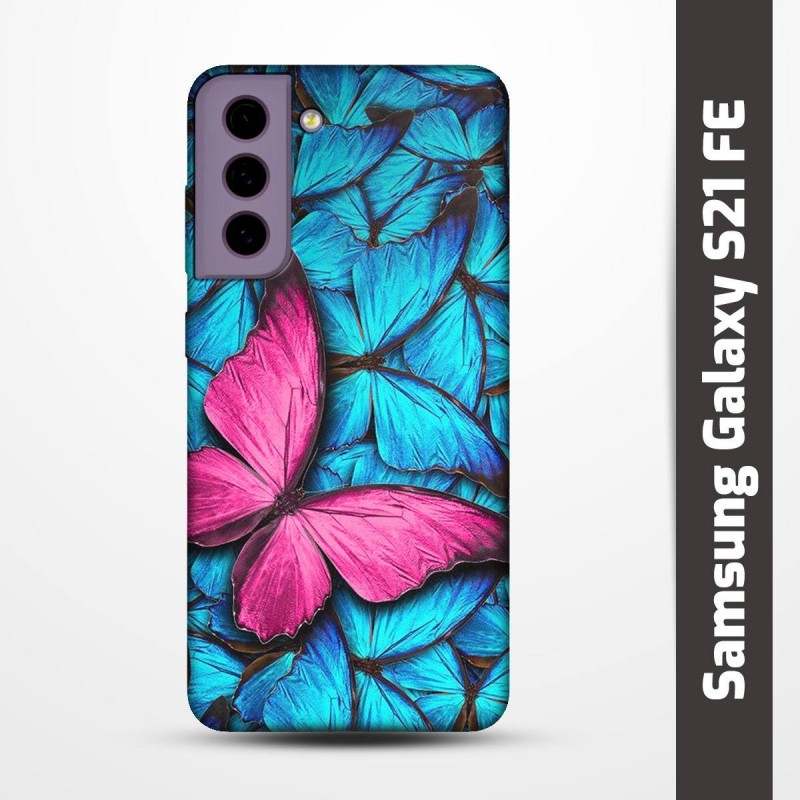 Pružný obal na Samsung Galaxy S21 FE s motivem Modří motýli