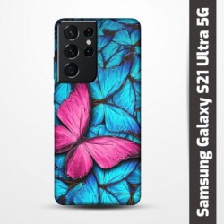 Pružný obal na Samsung Galaxy S21 Ultra 5G s motivem Modří motýli