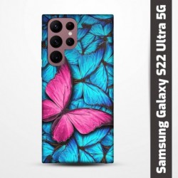 Pružný obal na Samsung Galaxy S22 Ultra 5G s motivem Modří motýli