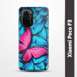 Pružný obal na Xiaomi Poco F3 s motivem Modří motýli