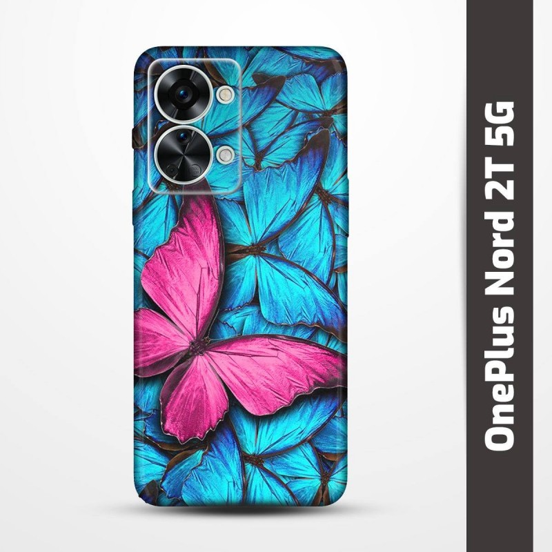 Pružný obal na OnePlus Nord 2T 5G s motivem Modří motýli
