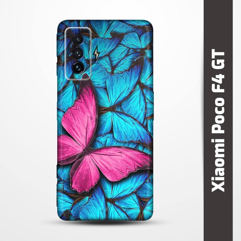 Pružný obal na Xiaomi Poco F4 GT s motivem Modří motýli