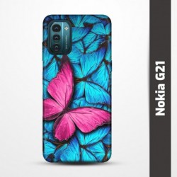 Pružný obal na Nokia G21 s motivem Modří motýli