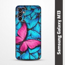 Pružný obal na Samsung Galaxy M13 s motivem Modří motýli