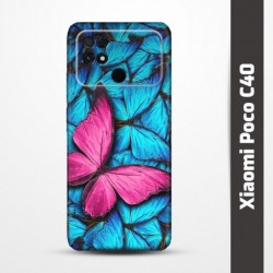 Pružný obal na Xiaomi Poco C40 s motivem Modří motýli