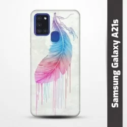 Pružný obal na Samsung Galaxy A21s s motivem Pírko