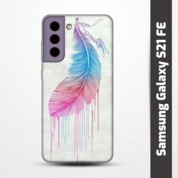 Pružný obal na Samsung Galaxy S21 FE s motivem Pírko