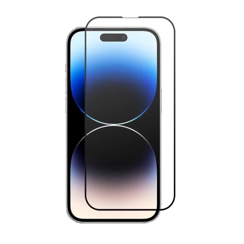 Tvrzené ochranné sklo s černým rámečkem na mobil iPhone 14 Pro
