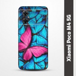 Pružný obal na Xiaomi Poco M4 5G s motivem Modří motýli