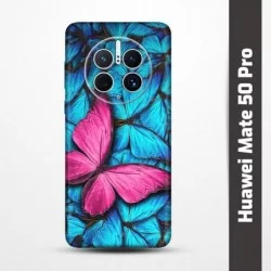 Pružný obal na Huawei Mate 50 Pro s motivem Modří motýli
