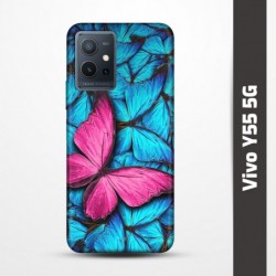 Pružný obal na Vivo Y55 5G s motivem Modří motýli
