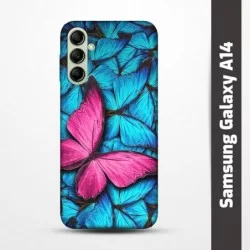 Pružný obal na Samsung Galaxy A14 s motivem Modří motýli