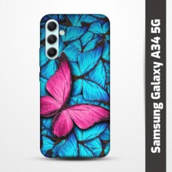 Pružný obal na Samsung Galaxy A34 5G s motivem Modří motýli