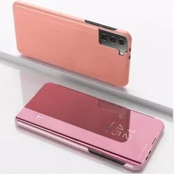 Zrcadlové pouzdro na Samsung Galaxy S21 FE-Růžový lesk