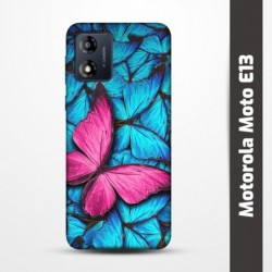 Pružný obal na Motorola Moto E13 s motivem Modří motýli