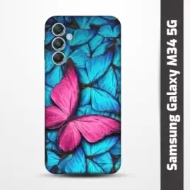 Pružný obal na Samsung Galaxy M34 5G s motivem Modří motýli