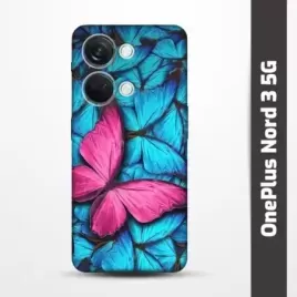 Pružný obal na OnePlus Nord 3 5G s motivem Modří motýli