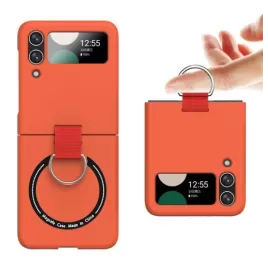 Magnetický tvrdý obal na Samsung Galaxy Z Flip 4 | Luxury case-Oranžová