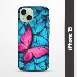 Pružný obal na iPhone 15 s motivem Modří motýli