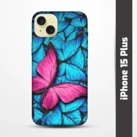 Pružný obal na iPhone 15 Plus s motivem Modří motýli