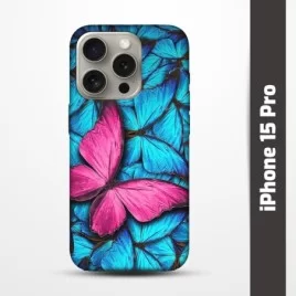 Pružný obal na iPhone 15 Pro s motivem Modří motýli