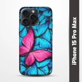 Pružný obal na iPhone 15 Pro Max s motivem Modří motýli