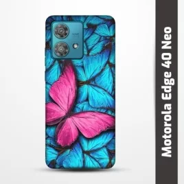 Pružný obal na Motorola Edge 40 Neo s motivem Modří motýli
