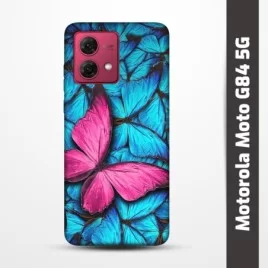 Pružný obal na Motorola Moto G84 5G s motivem Modří motýli