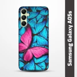 Pružný obal na Samsung Galaxy A05s s motivem Modří motýli