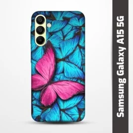 Pružný obal na Samsung Galaxy A15 5G s motivem Modří motýli