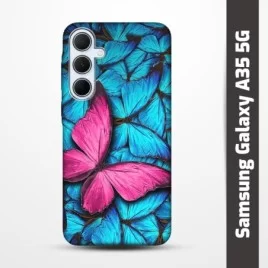 Pružný obal na Samsung Galaxy A35 5G s motivem Modří motýli