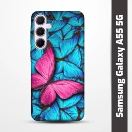 Pružný obal na Samsung Galaxy A55 5G s motivem Modří motýli