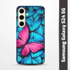 Pružný obal na Samsung Galaxy S24 5G s motivem Modří motýli