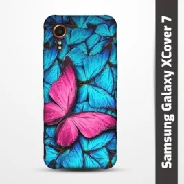 Pružný obal na Samsung Galaxy XCover 7 s motivem Modří motýli