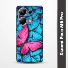 Pružný obal na Xiaomi Poco M6 Pro s motivem Modří motýli