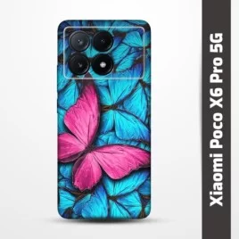 Pružný obal na Xiaomi Poco X6 Pro 5G s motivem Modří motýli
