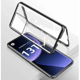 Magnetický kryt 360° s tvrzenými skly na Xiaomi 13T Pro-Černá