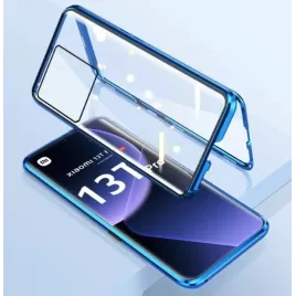Magnetický kryt 360° s tvrzenými skly na Xiaomi 13T Pro-Modrá