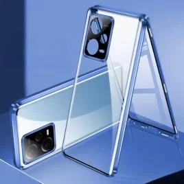 Magnetický kryt 360° s tvrzenými skly na Xiaomi Redmi Note 12 Pro 5G-Světle modrá