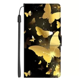 Knížkové obrázkové pouzdro na Honor Magic 6 Lite 5G-Zlatí motýlci